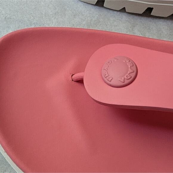 Prada Lug Sole Thong Sandals Flip flops Bubblegum Pink Size 36 US 6 Buckle - Picture 13 of 15